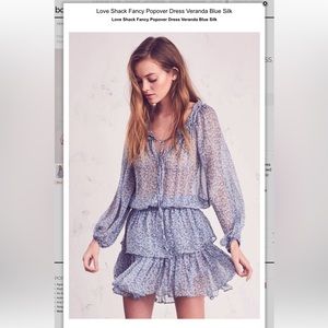 LOVE SHACK FANCY POPOVER DRESS VERANDA BLUE SILK